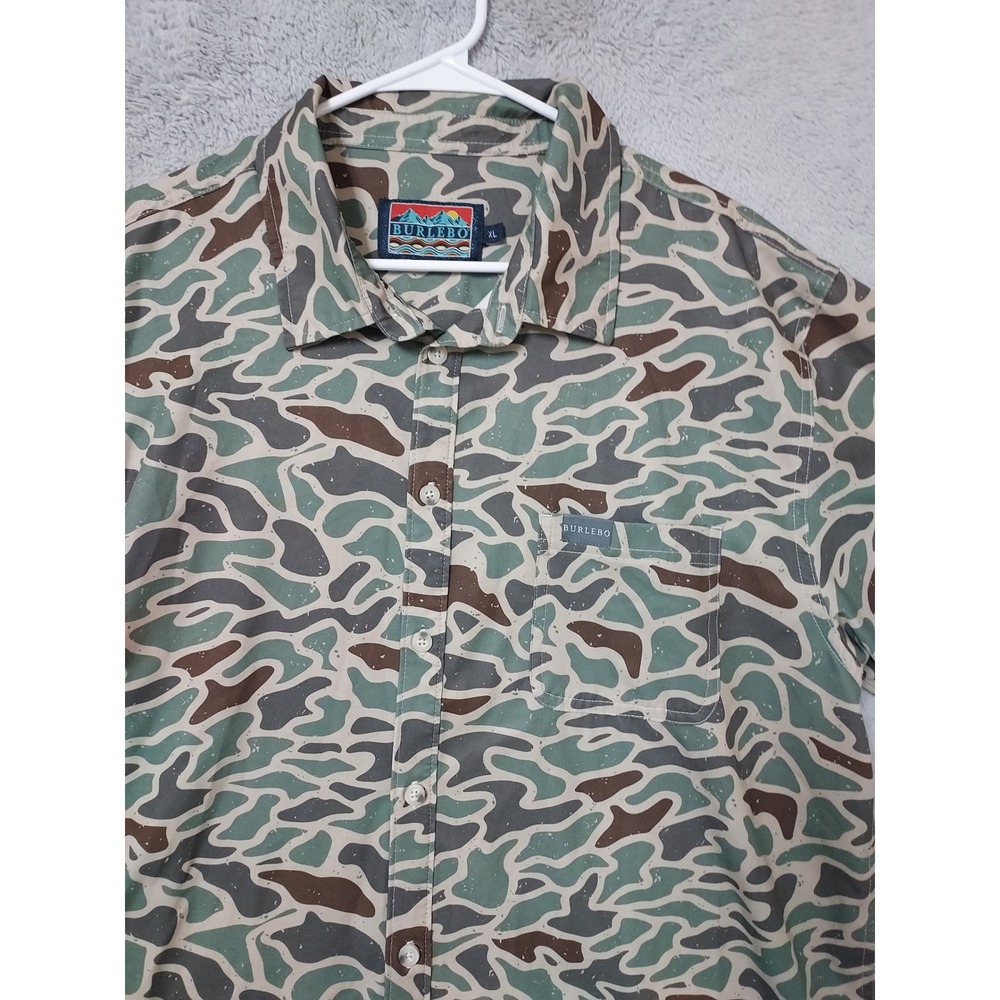 Burlebo Shirt Mens XL Duck Camo Performance Button Down Green Outdoor Hiking - Picture 4 of 10
